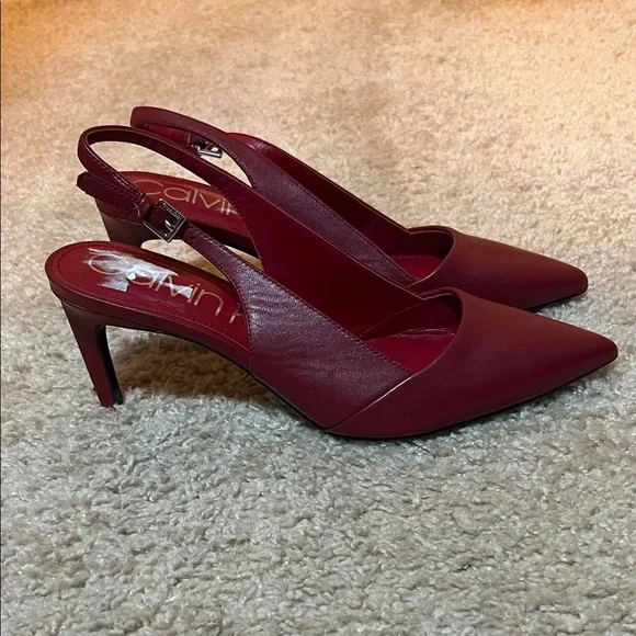 Calvin Klein Burgundy Slingback Heels - Picture 3 of 10